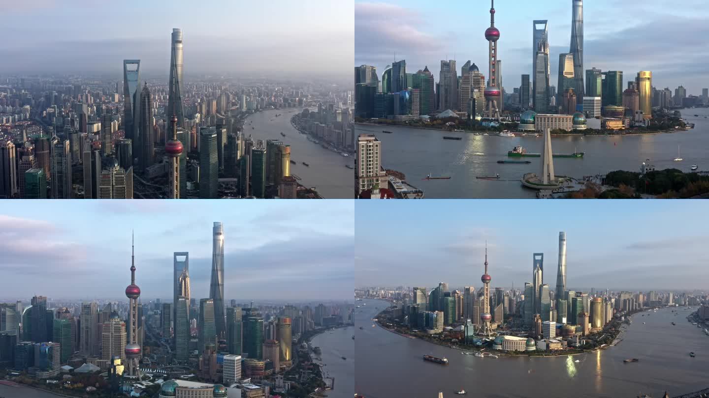 上海4K陆家嘴金融中心航拍
