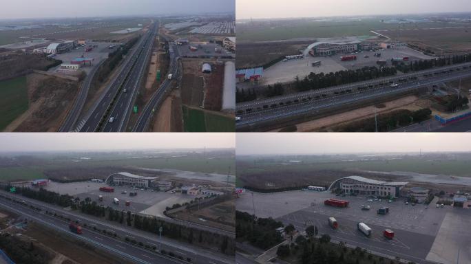 4K-原素材-薛城高速服务区航拍