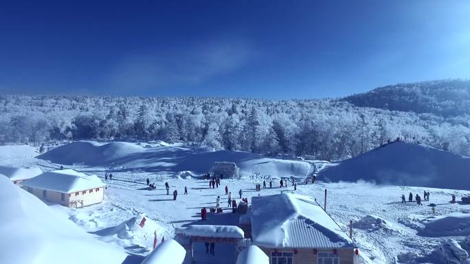 中国雪乡雪景航拍4K