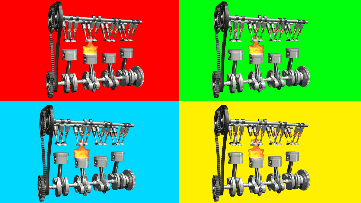 原创汽油发动机原理展示3D动画