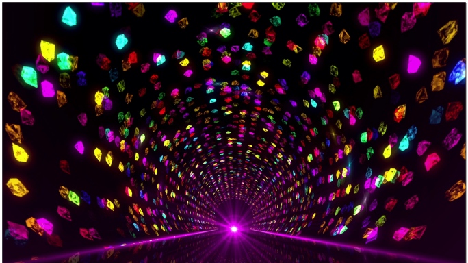 多彩钻石隧道穿梭背景视频素材