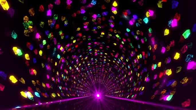多彩钻石隧道穿梭背景视频素材