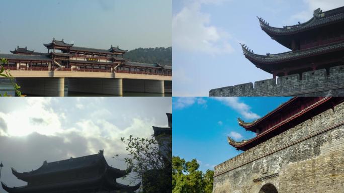 宁海县城门廊桥实拍及徐霞客雕像