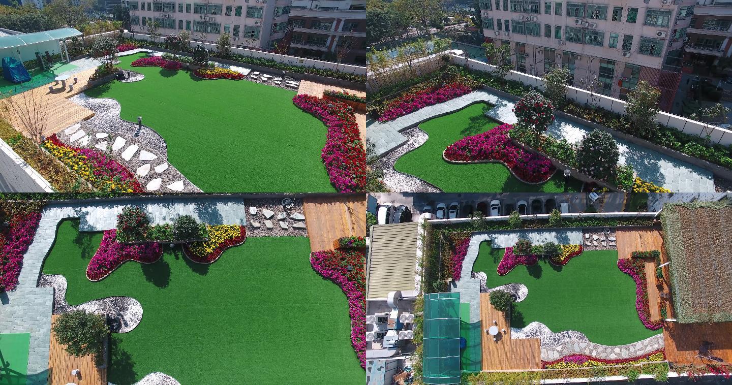 4k航拍，深圳市区某物业的屋顶花园