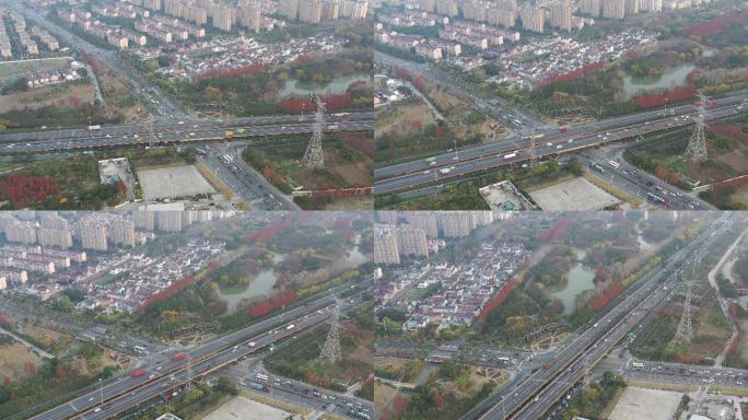 4K原素材-航拍张江高科科技园区市政道路