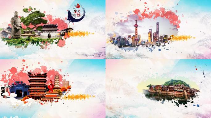 中国风水墨双重曝光城市宣传图文展示