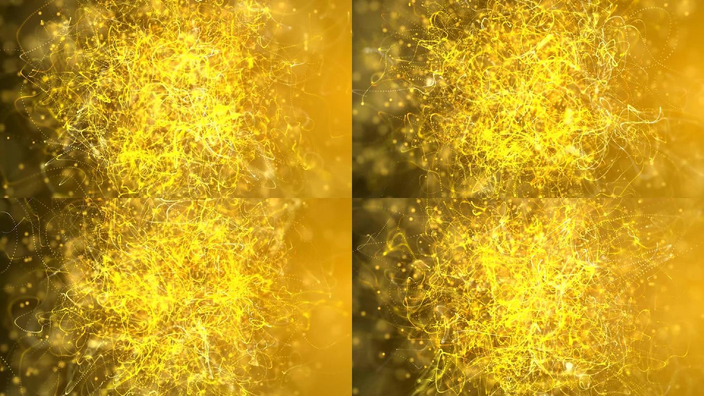 金色粒子线条缠绕粒子球能量波动颁奖舞台