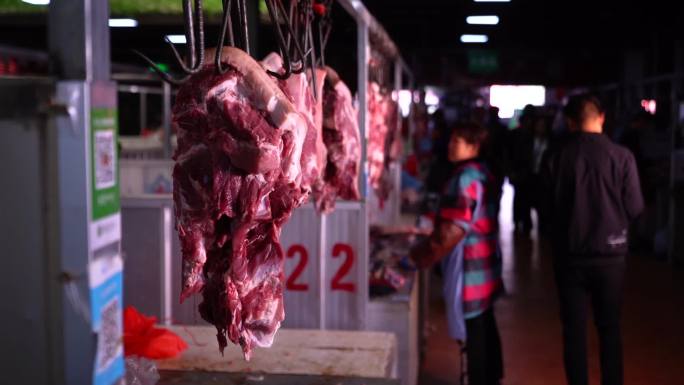 菜市场猪肉肉生肉五花肉
