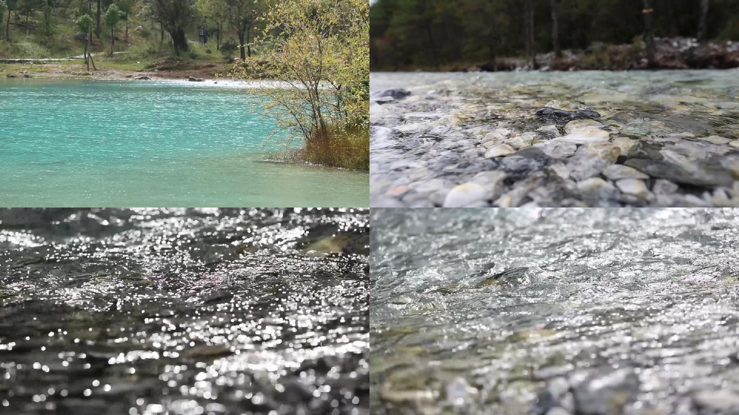 云南玉龙雪山蓝月湖清澈湖水