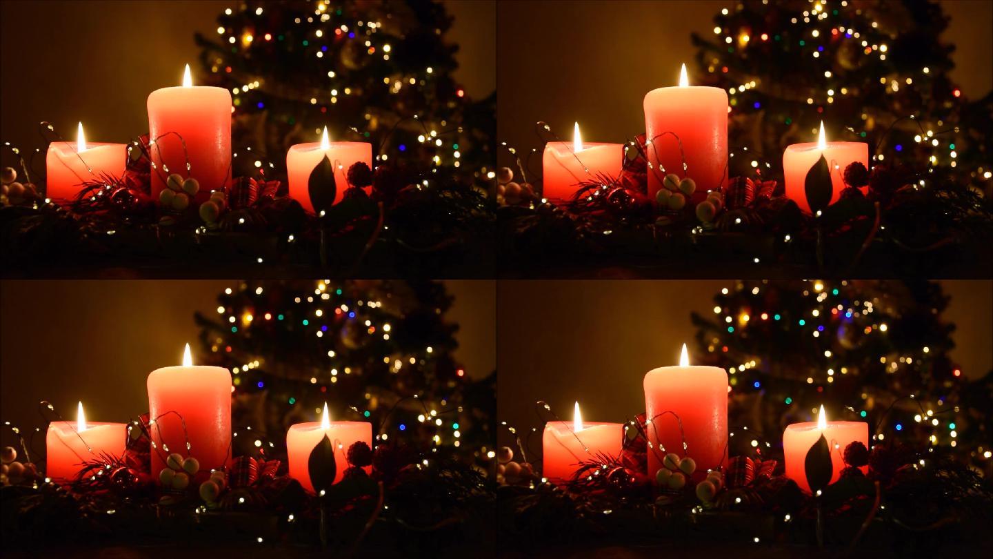 圣诞节蜡烛烛光晚餐