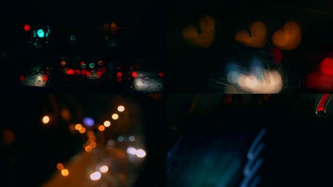 上海雨天夜景街道