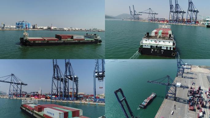 大气惠州港码头集装箱装货航拍4K