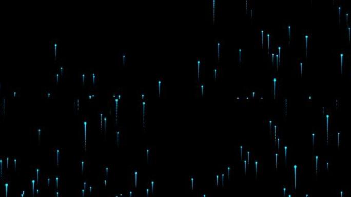 4K唯美蓝色粒子光线流星雨上升光斑