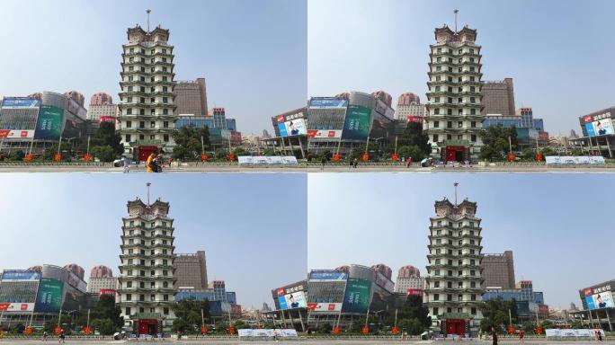 郑州二七塔正面全景4K延时摄影