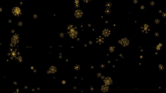 4K金色粒子雪花落下透明素材