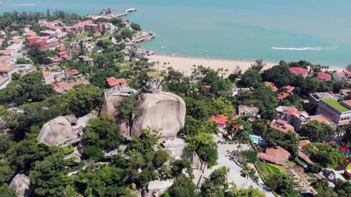 厦门鼓浪屿日光岩沙滩旅游风光航拍