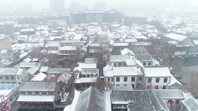 济南百花洲雪景航拍