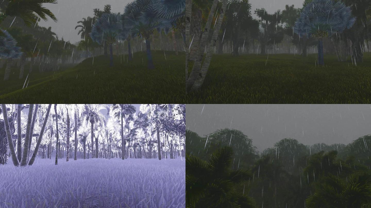 大海椰树海岛打雷下雨三维动画
