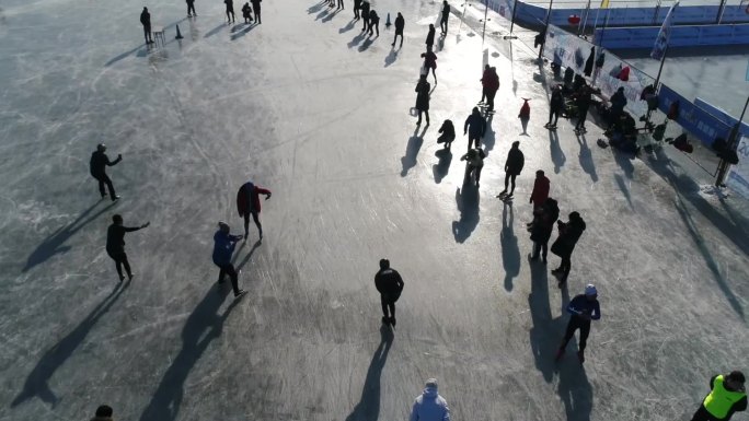 北京后海滑冰冬天比赛记忆人群