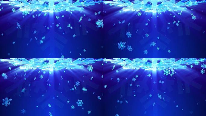 4K冰雪奇缘圣诞节蓝色雪花主题背景