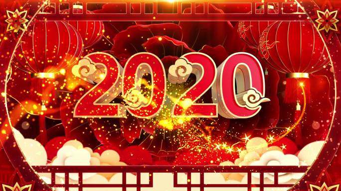 2020年鼠年喜庆新年背景视频素材