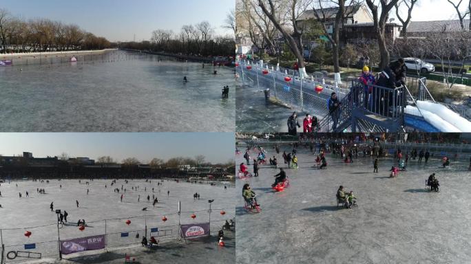 北京后海古建文化滑冰记忆航拍