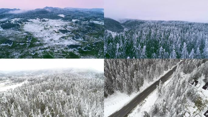 重庆武隆仙女山雪景航拍已调色和未调色素材