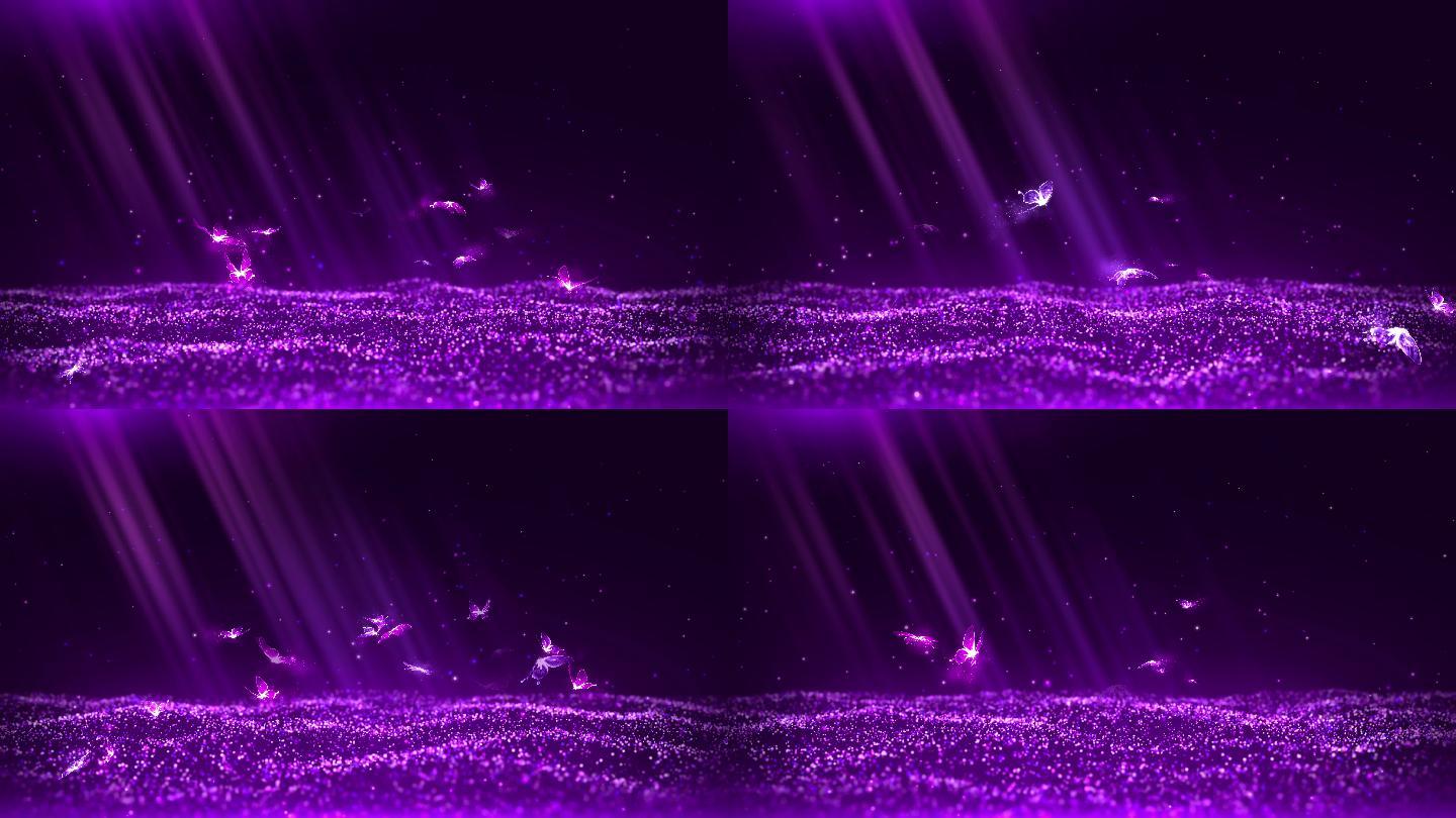 4K紫色蝴蝶粒子背景循环