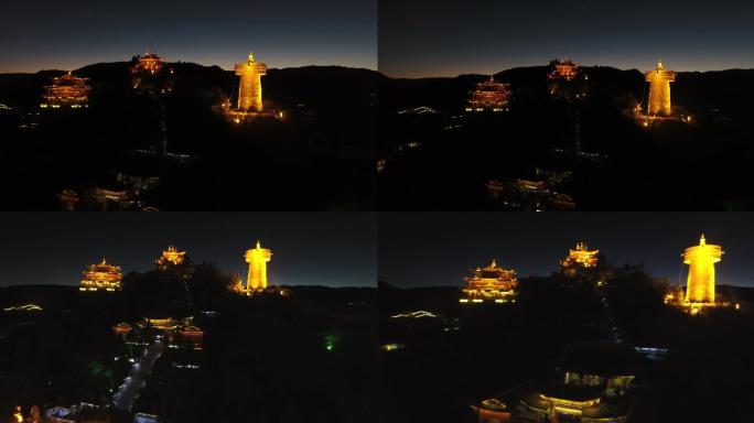 独克宗古城大佛寺夜景