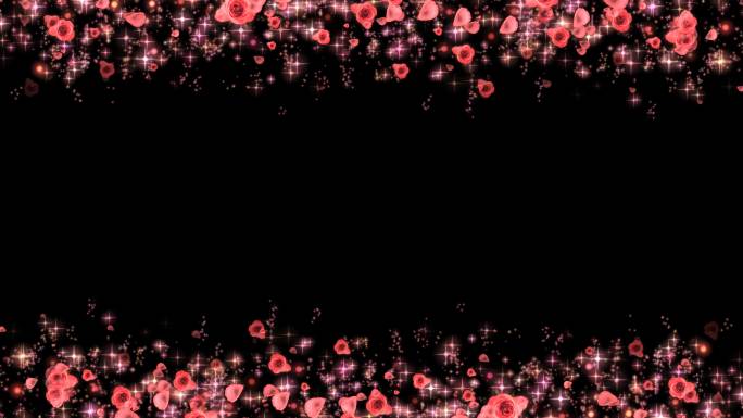 4K粉玫瑰星星粒子循环边框