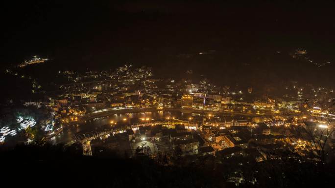 贵州镇远古城夜景延时摄影