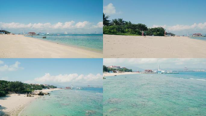 吴支洲岛蓝色的海和银色沙滩4K