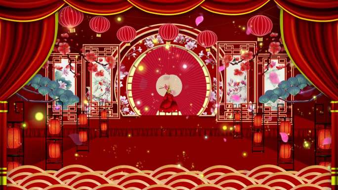 中国风少儿戏曲京剧舞台演出背景视频素材