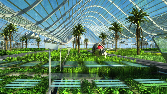 4K未来农业灌溉蔬菜大棚