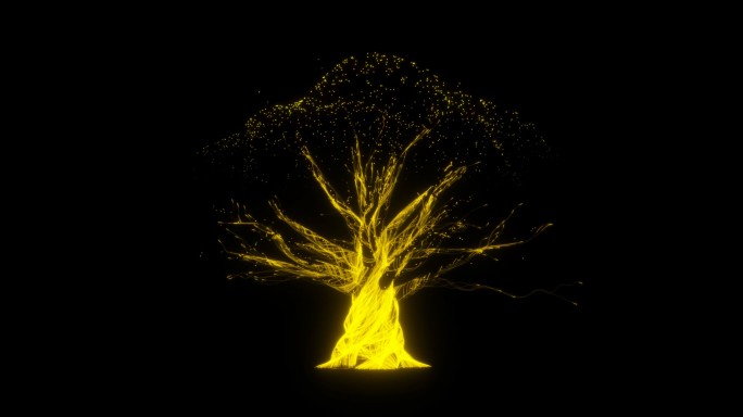 金色生命树粒子线条树生长背景
