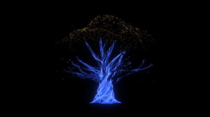 3D梦幻蓝色唯美粒子生命树