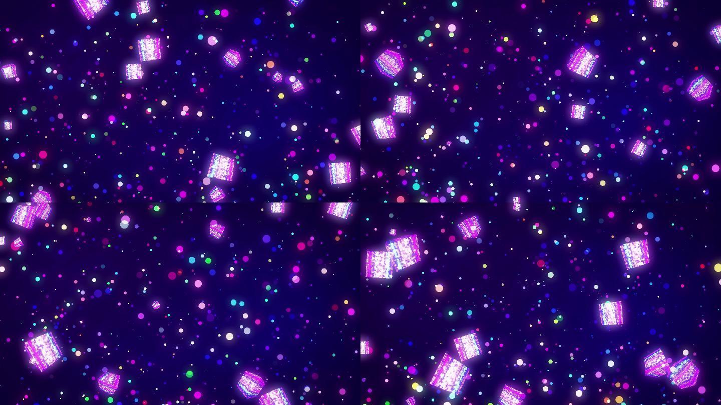 紫醉金迷彩色方块粒子抒情意境背景