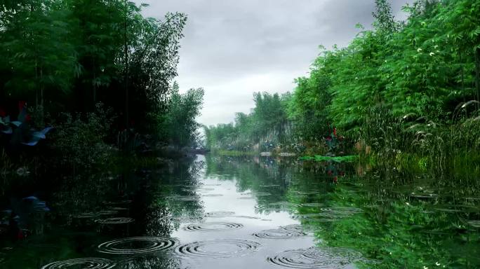 2K三维竹林三维湿地三维雨景森林