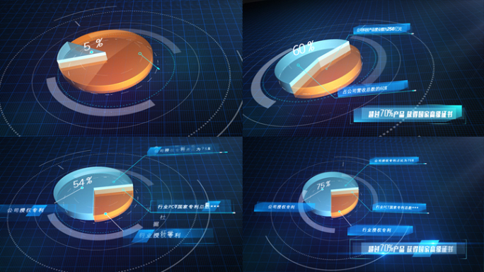 科技三维饼状图AE模板