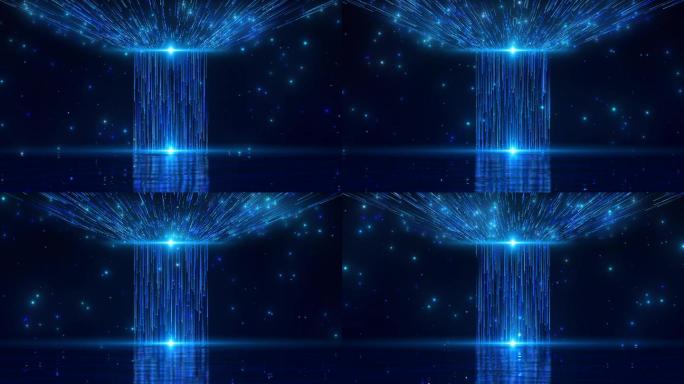 4K梦幻蓝色粒子光线舞台循环