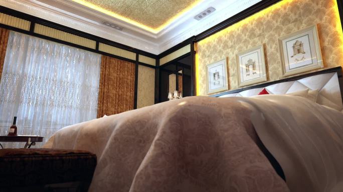 高端欧式卧室装饰空间表现三维建筑动画