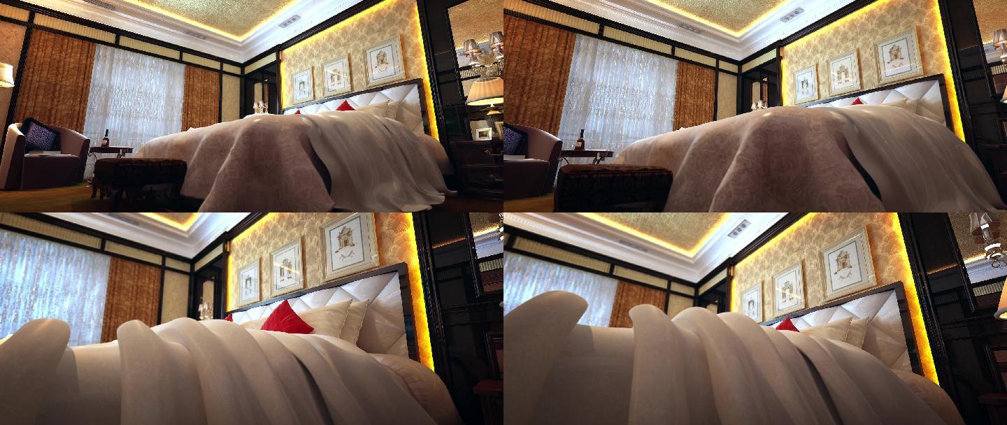 高端欧式卧室装饰空间表现三维建筑动画