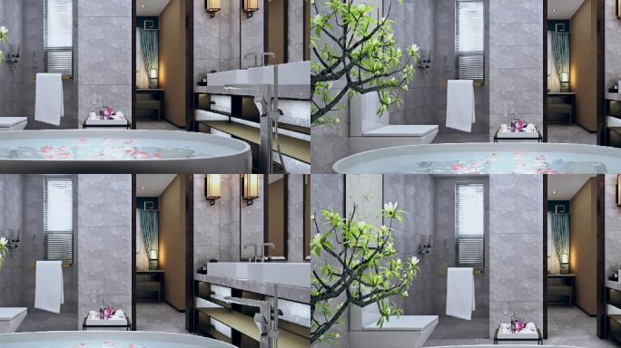 大气装饰风格卫生间浴缸三维动画镜头