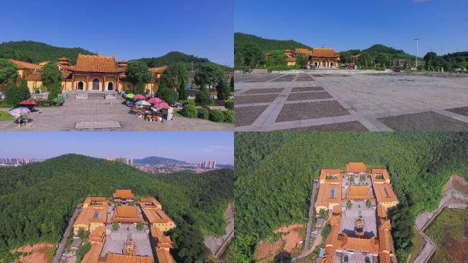 洗心禅寺3K画质夏天航拍佛教寺庙