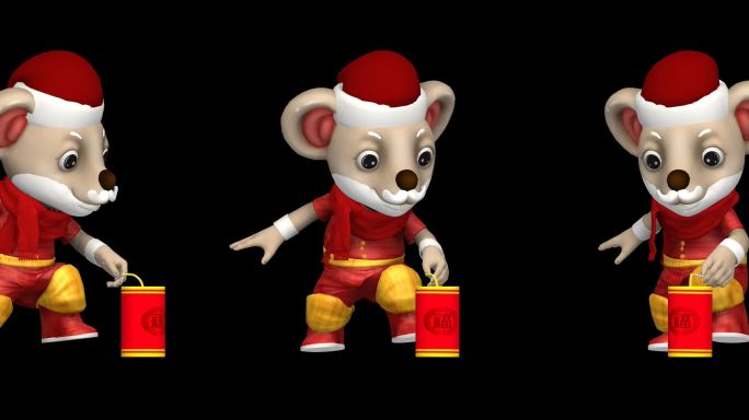 红包雨2020年鼠年吉祥物老鼠放鞭炮动画