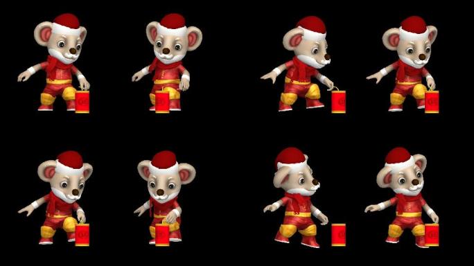 红包雨2020年鼠年吉祥物老鼠放鞭炮动画