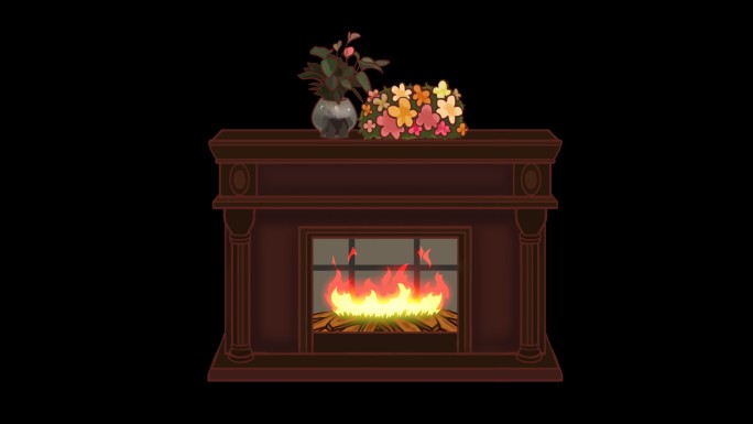 现代花朵壁炉动画