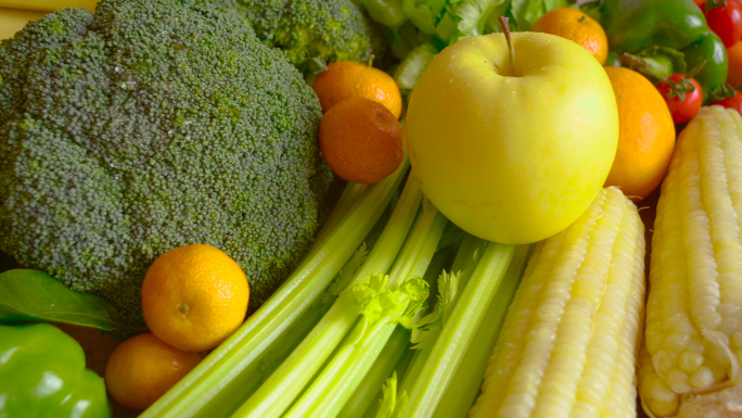 4k超长绿色食品有机蔬菜瓜果视频素材