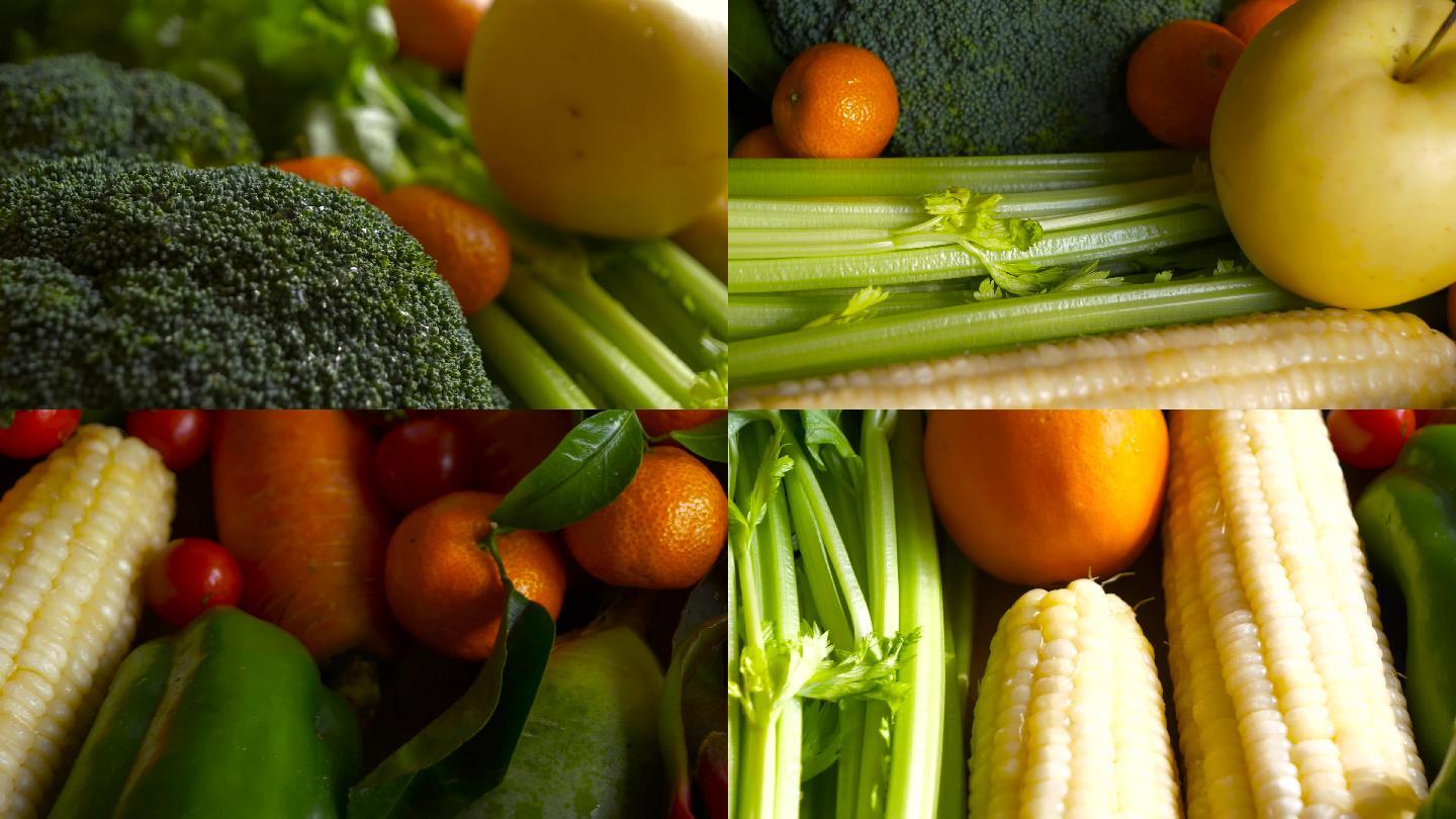 4k超长绿色食品有机蔬菜瓜果视频素材