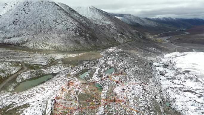 雪山冰原融水荒原戈壁流水河流